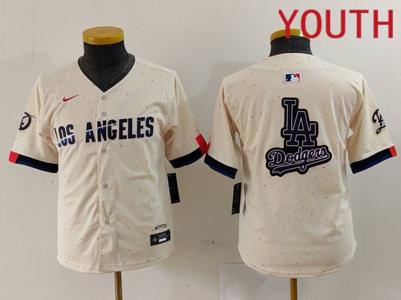 Youth Los Angeles Dodgers Blank Cream Fashion Nike Game MLB Jersey style 6296